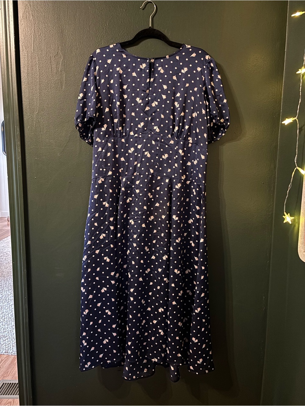 eva mendes for New York & Company Navy Floral & Polka Dot Dress